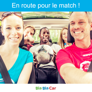 Photo illustrant des personnes en route pour le match avec Bla Bla Car